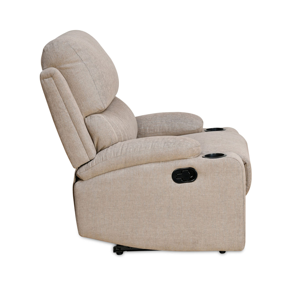 Comfy 1 Seater Fabric Manual Recliner with Cup Holder (Beige)