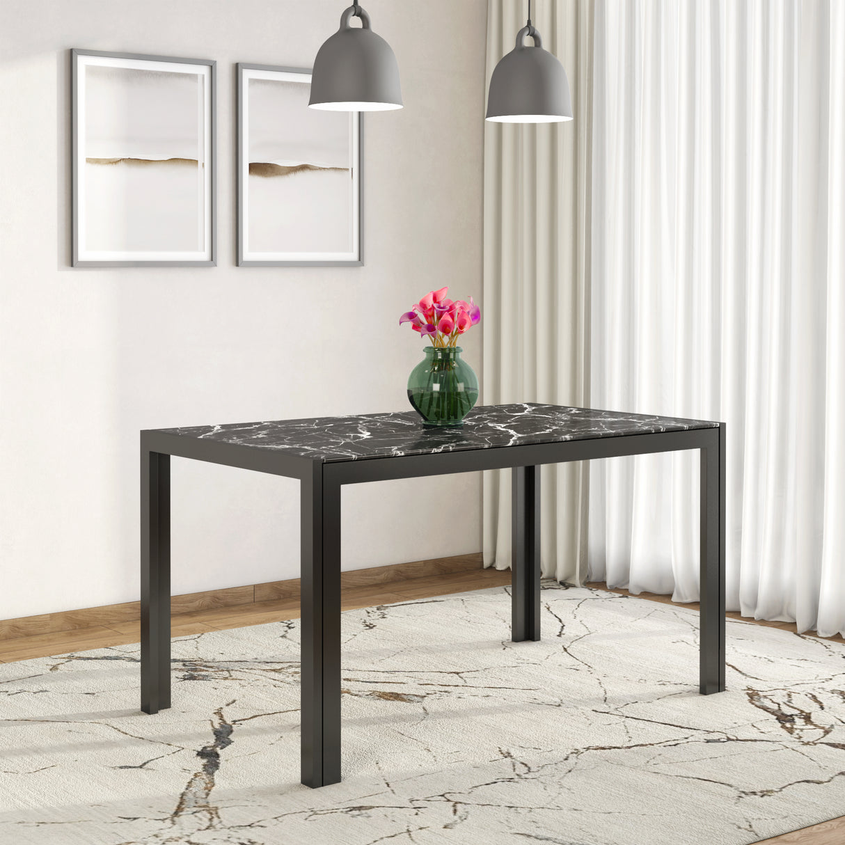 Caleb 6 Seater Dining Table (Black)