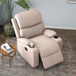 Comfy 1 Seater Fabric Manual Recliner with Cup Holder (Beige)