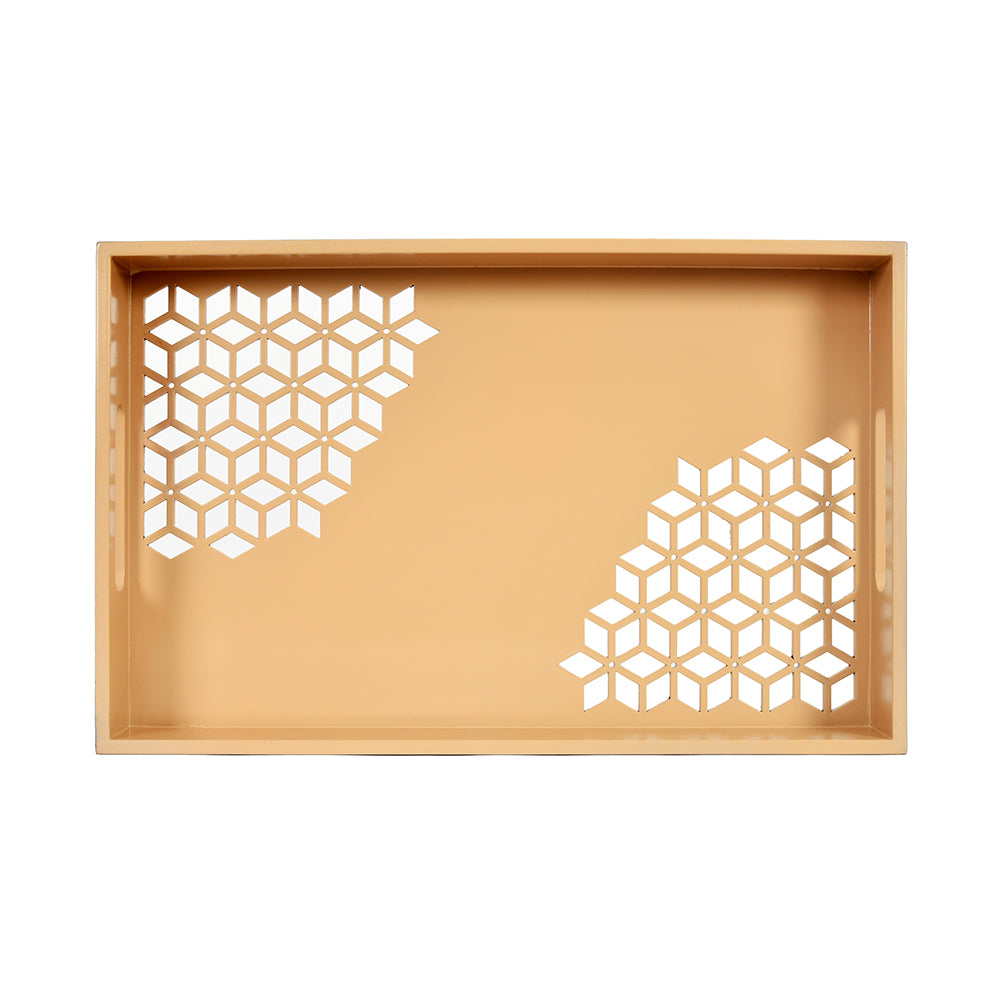 MDF Rectangular Large Serving Tray (Brown & Beige)