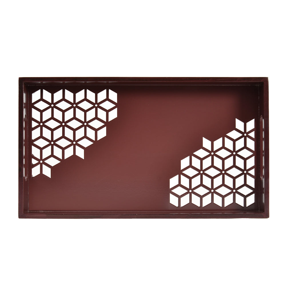 MDF Rectangular Small Serving Tray (Brown & Beige)