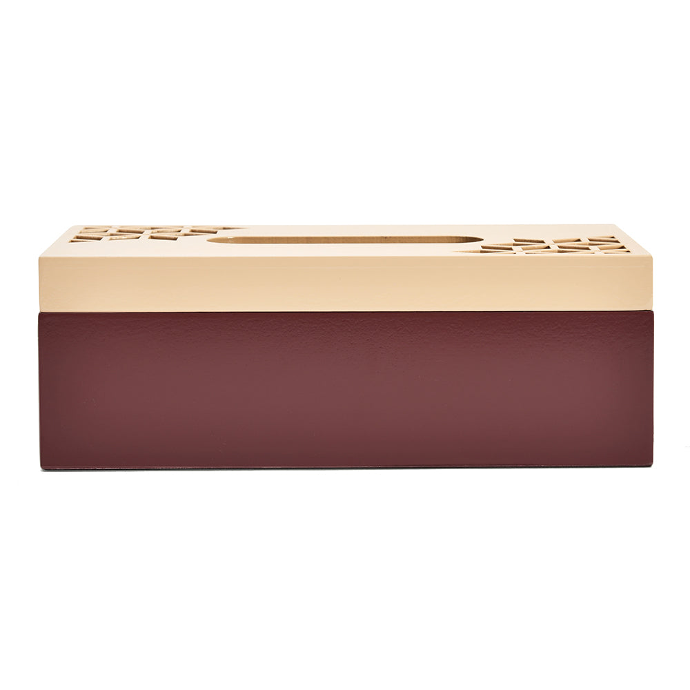 MDF Tissue Box with Lid (Brown & Beige)