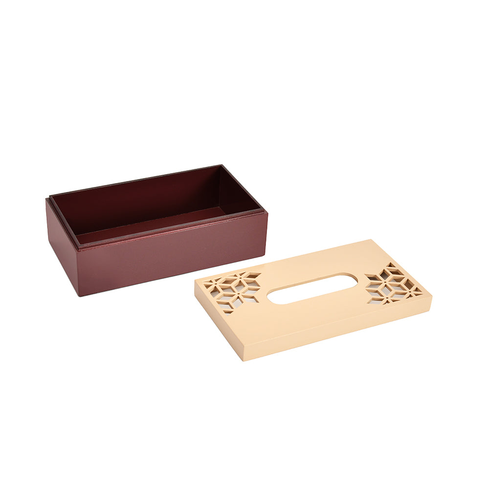 MDF Tissue Box with Lid (Brown & Beige)