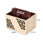 MDF Wooden Cutlery Holder (Brown & Beige)