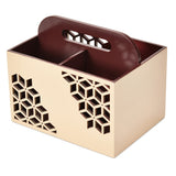 MDF Wooden Cutlery Holder (Brown & Beige)