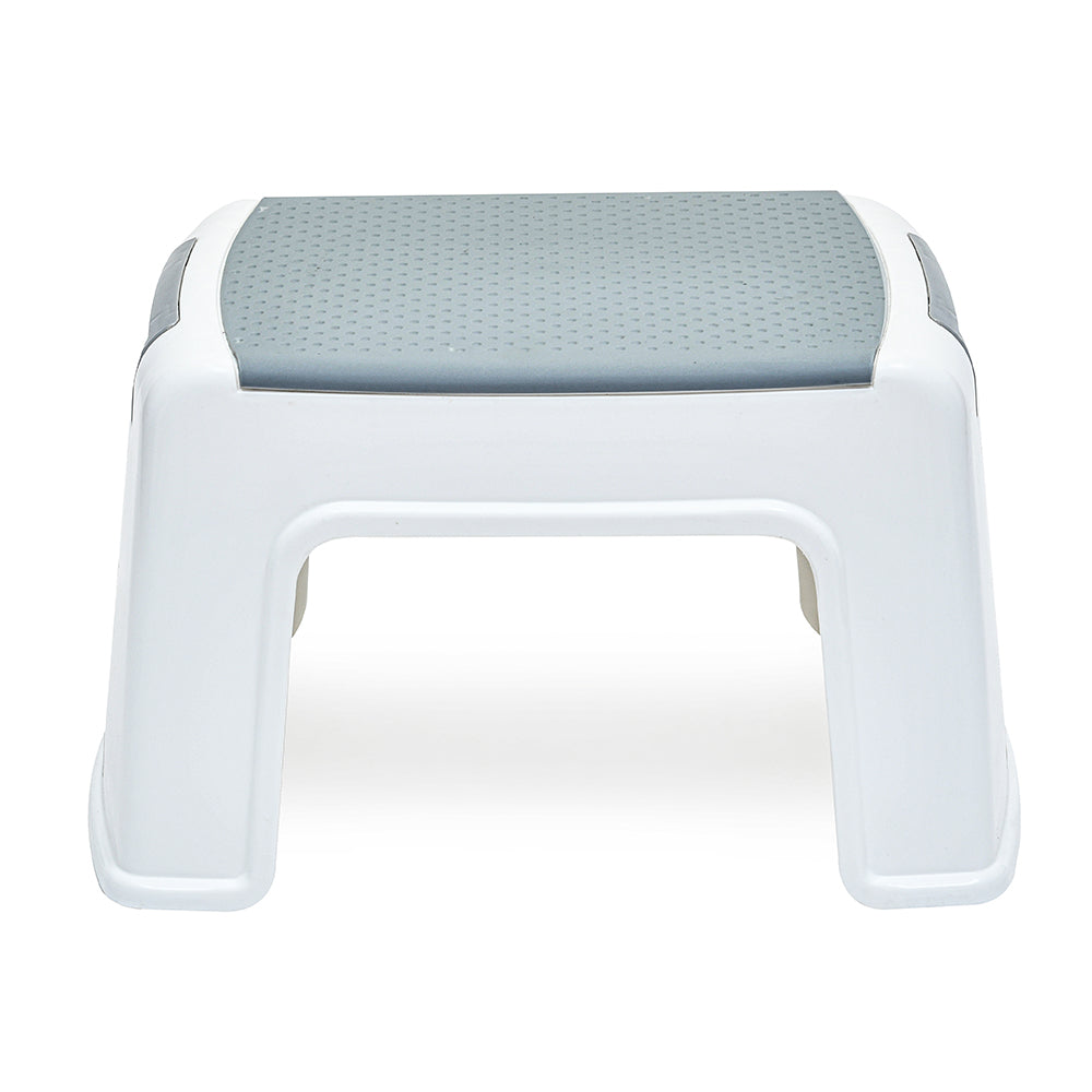 Non-Slip Plastic Stool (White & Grey)