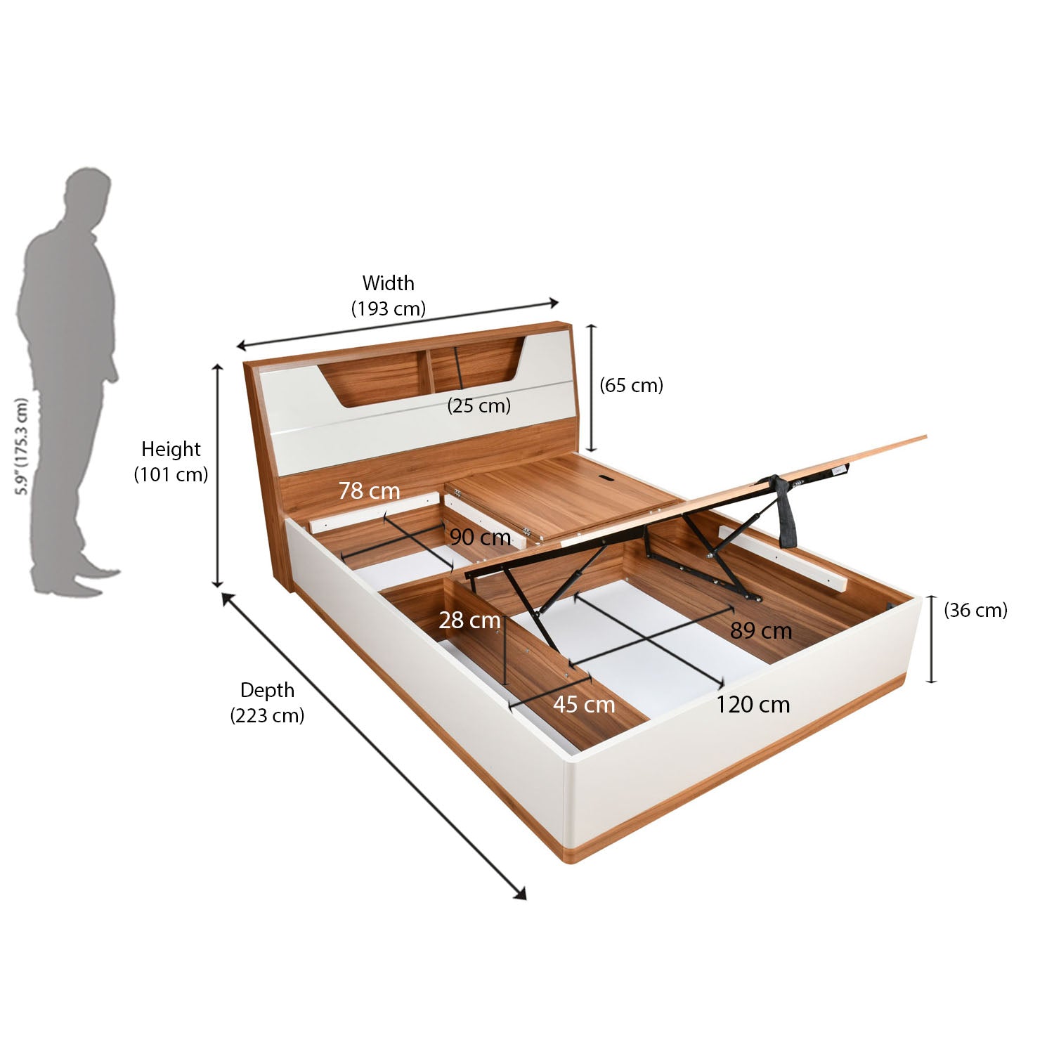 Eternal King Bed With Hydraulic Storage (Teak)