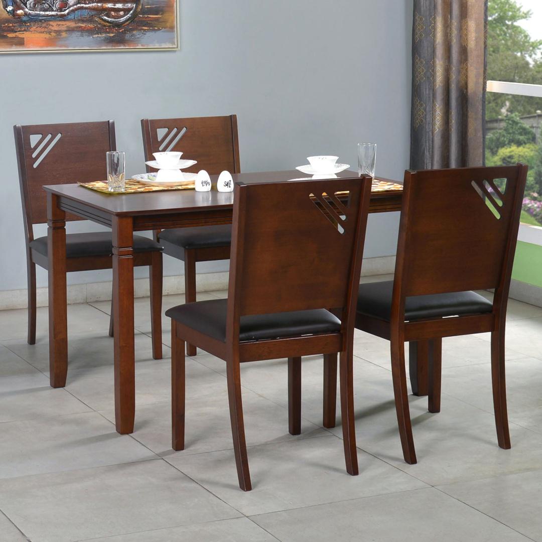 Floret 4 Seater Dining Set (Walnut)