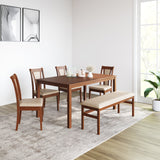 Jewel Six Seater Dining Set With Bench (Walnut)