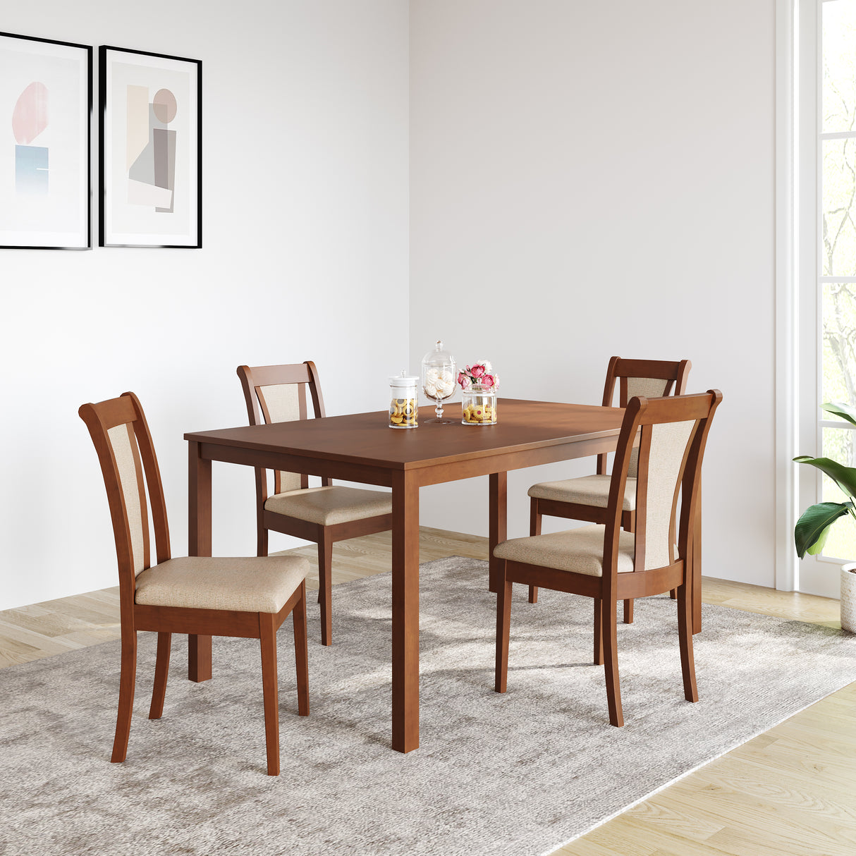 Jewel 4 Seater Dining Set (Walnut)