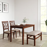 Peak 4 Seater Dining Set With Bench (Cappucino)