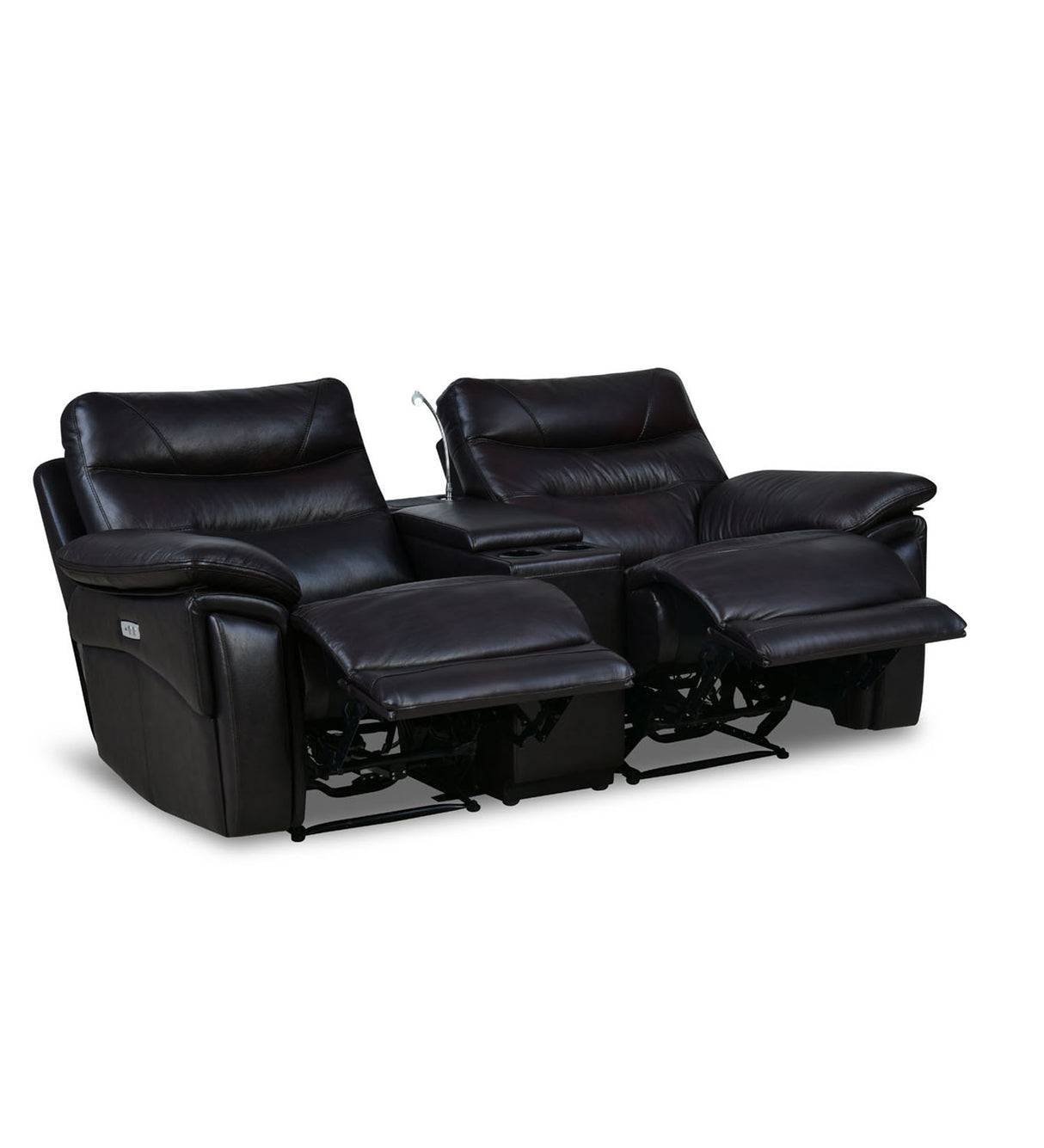 Bakewell 2 Seater Leather Electric Recliner with Console (Brown)