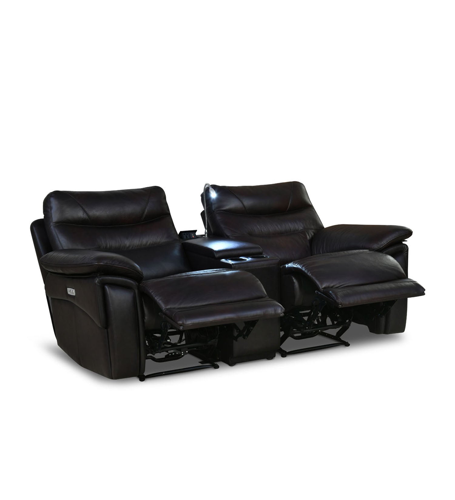 Bakewell 2 Seater Leather Electric Recliner with Console (Brown)