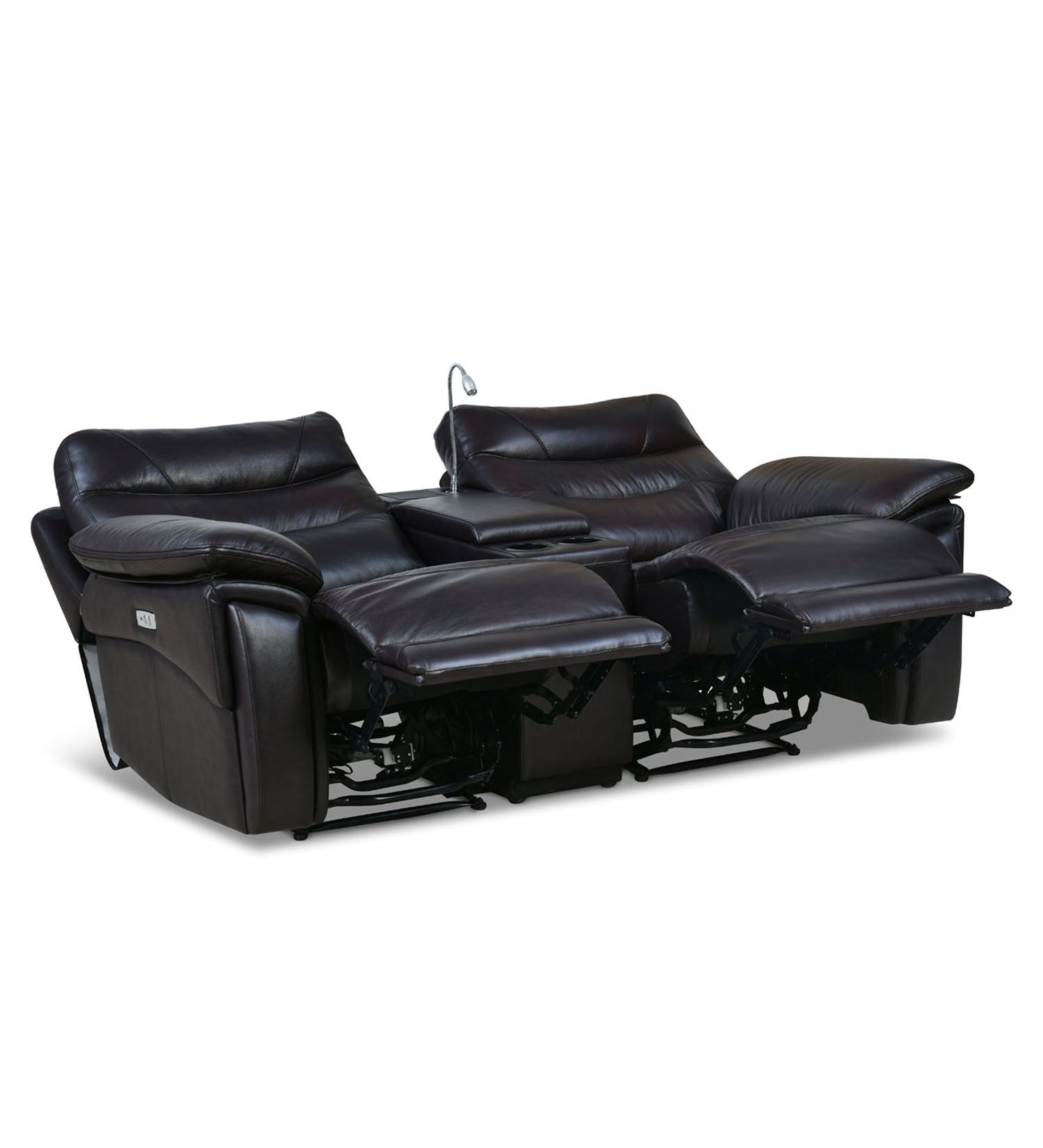 Bakewell 2 Seater Leather Electric Recliner with Console (Brown)