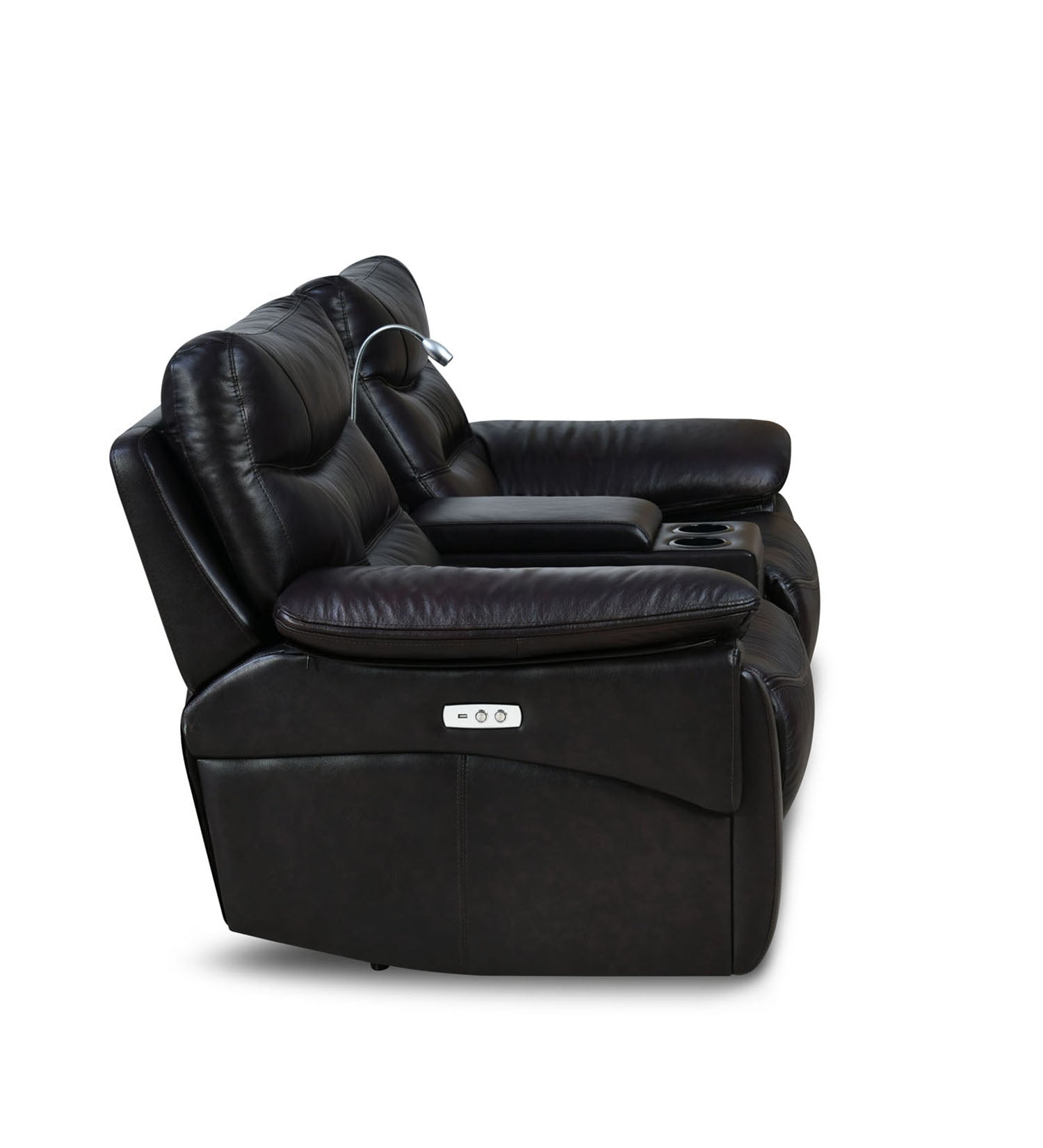 Bakewell 2 Seater Leather Electric Recliner with Console (Brown)