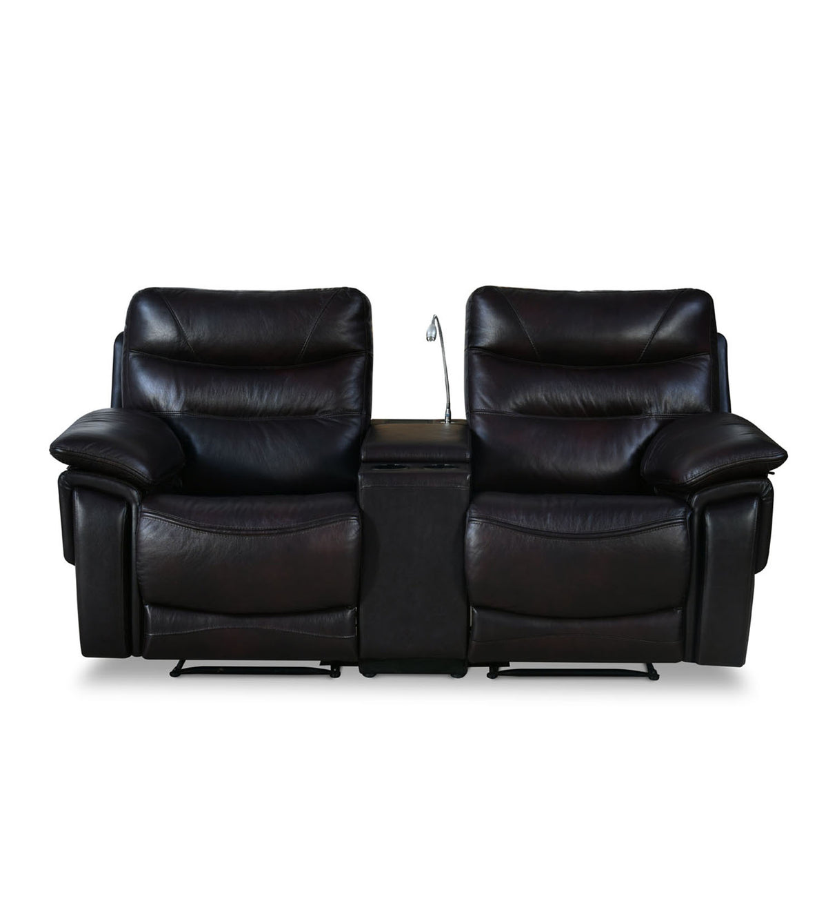 Bakewell 2 Seater Leather Electric Recliner with Console (Brown)