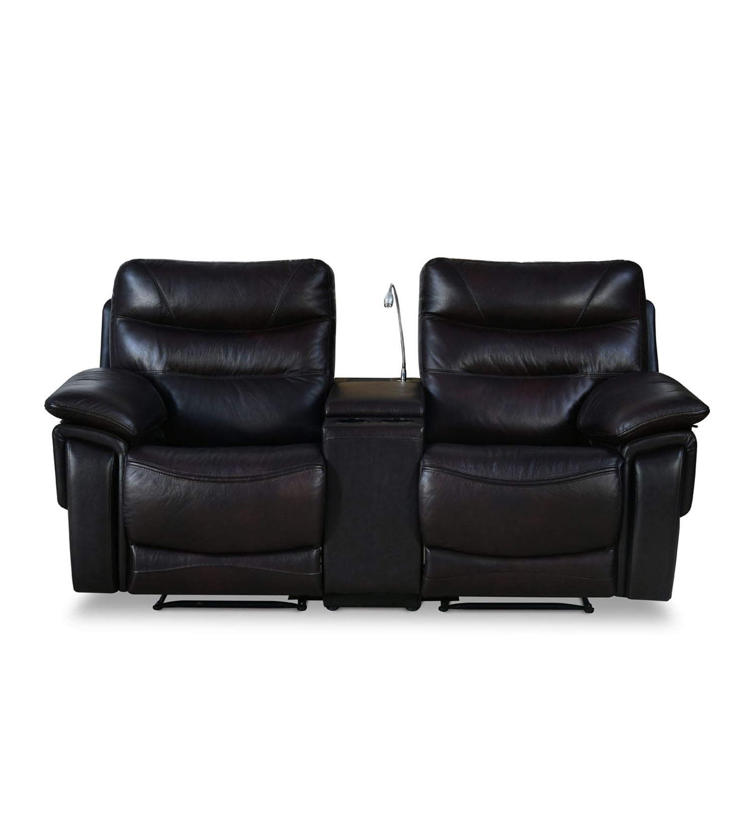 Bakewell 2 Seater Leather Electric Recliner with Console (Brown)