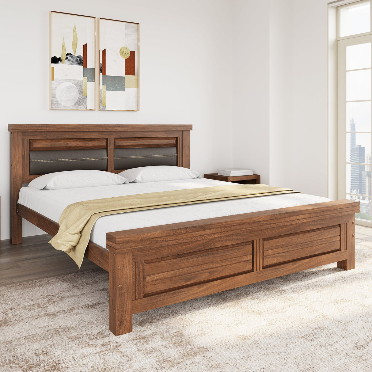 Dexter Solid Wood King Bed (Cappucino)