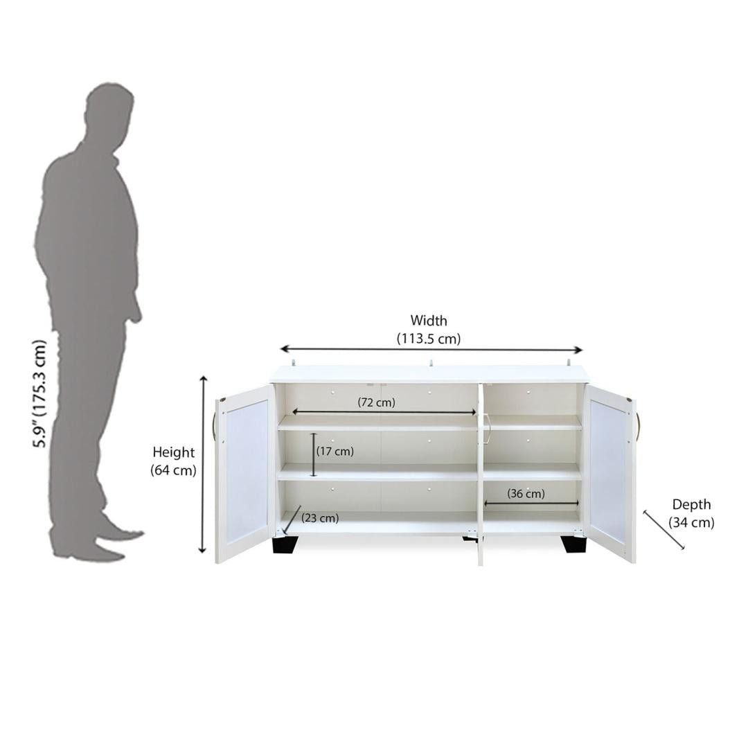 Caren Engineered Wood Medium Shoe Cabinet (White)