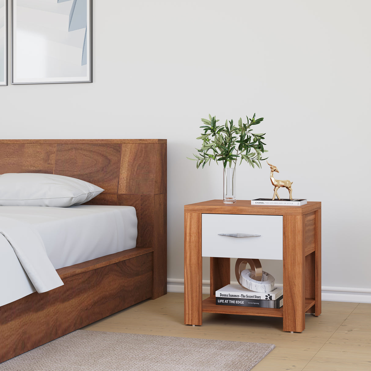 Eternal Engineered Wood Nightstand (Teak)