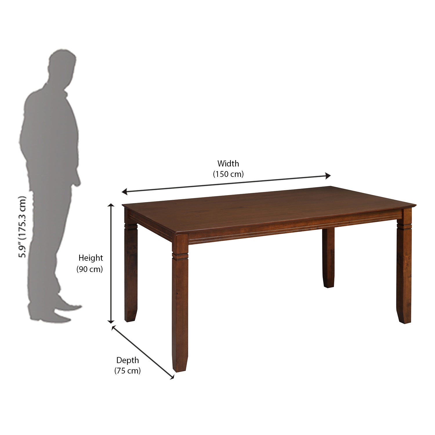 Floret 6 Seater Dining Table (Walnut)