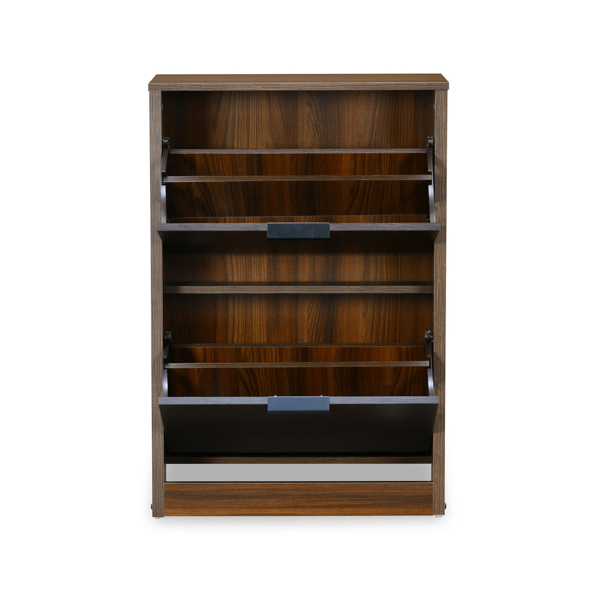 Florine Engineered Wood 2 Tier Shoe Cabinet (Walnut & Wenge)