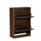 Florine Engineered Wood 2 Tier Shoe Cabinet (Walnut & Wenge)