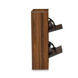 Florine Engineered Wood 2 Tier Shoe Cabinet (Walnut & Wenge)