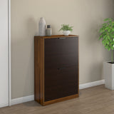 Florine Engineered Wood 2 Tier Shoe Cabinet (Walnut & Wenge)