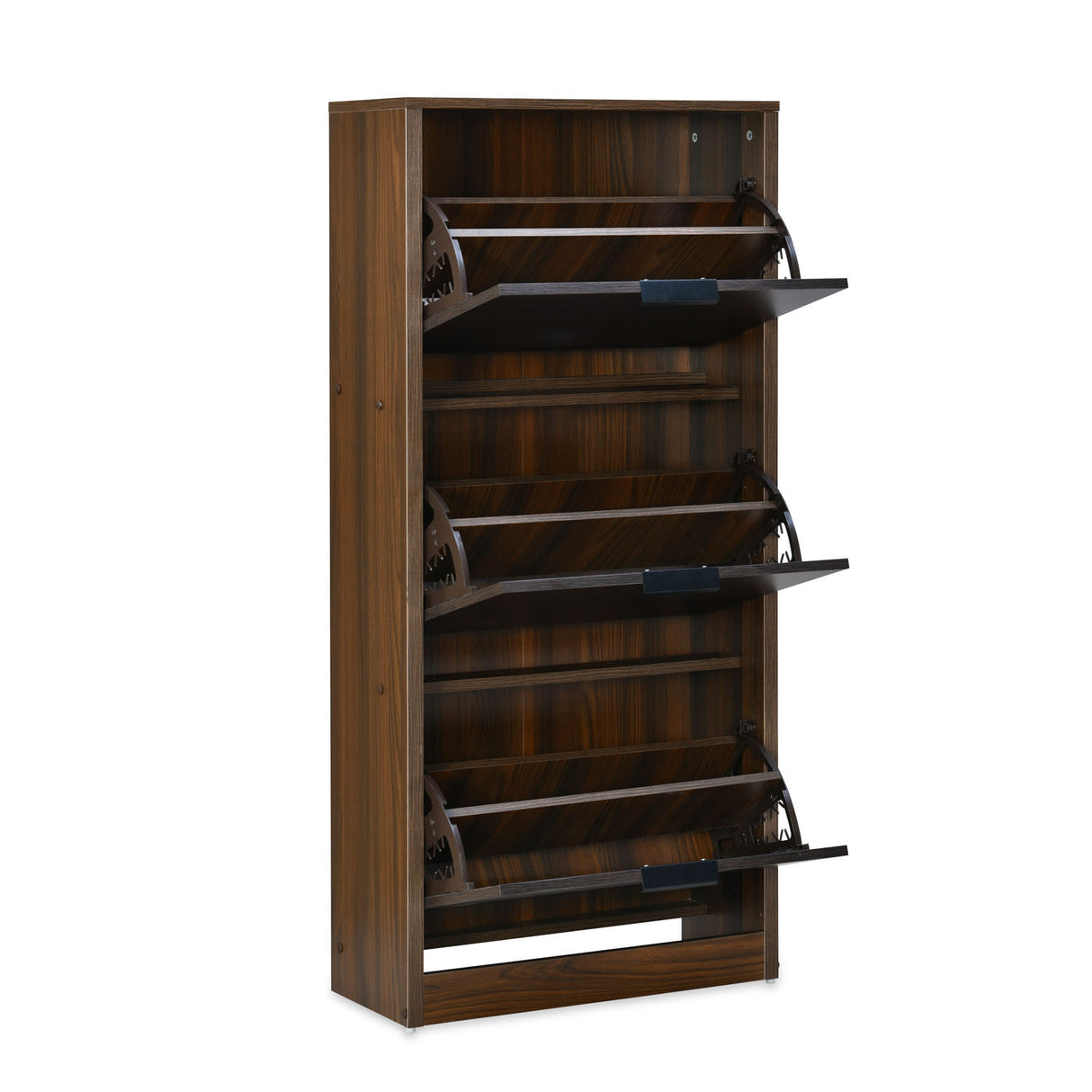 Florine 3 Tier Engineered Wood Shoe Cabinet (Walnut & Wenge)