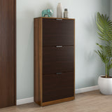 Florine 3 Tier Engineered Wood Shoe Cabinet (Walnut & Wenge)