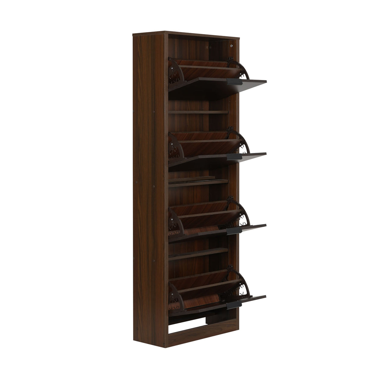 Florine Engineered Wood 4 Tier Shoe Rack (Walnut & Wenge)