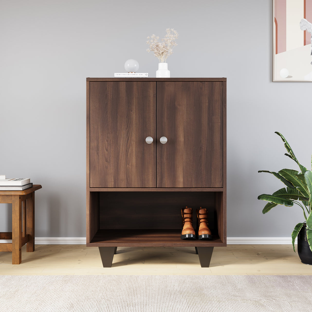 Astero Engineered Wood Shoe Cabinet (Walnut)