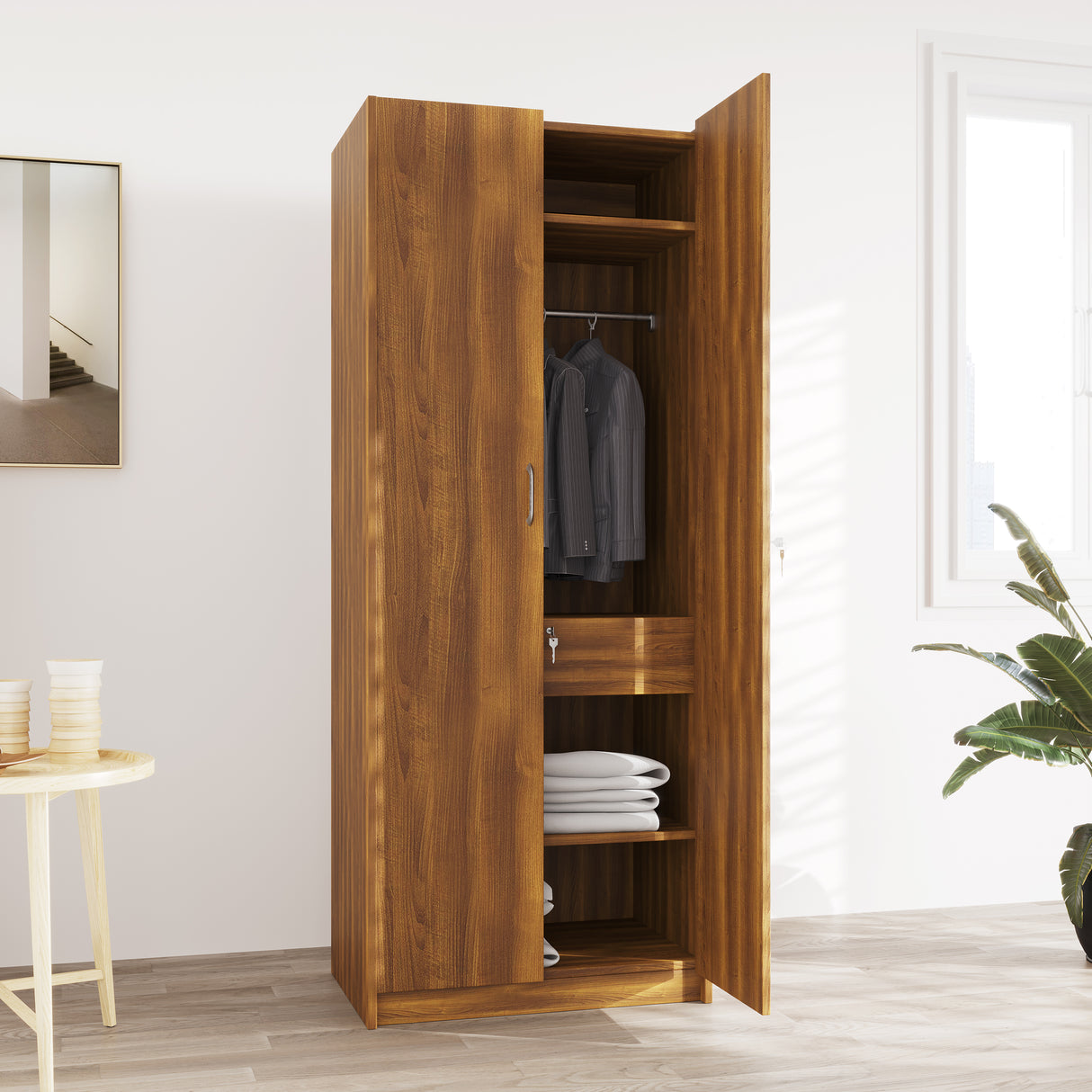 Dexter 2 Door Wardrobe (Classic Walnut)