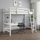 Genius Solid Wood Bunk Bed With Study Table (White)