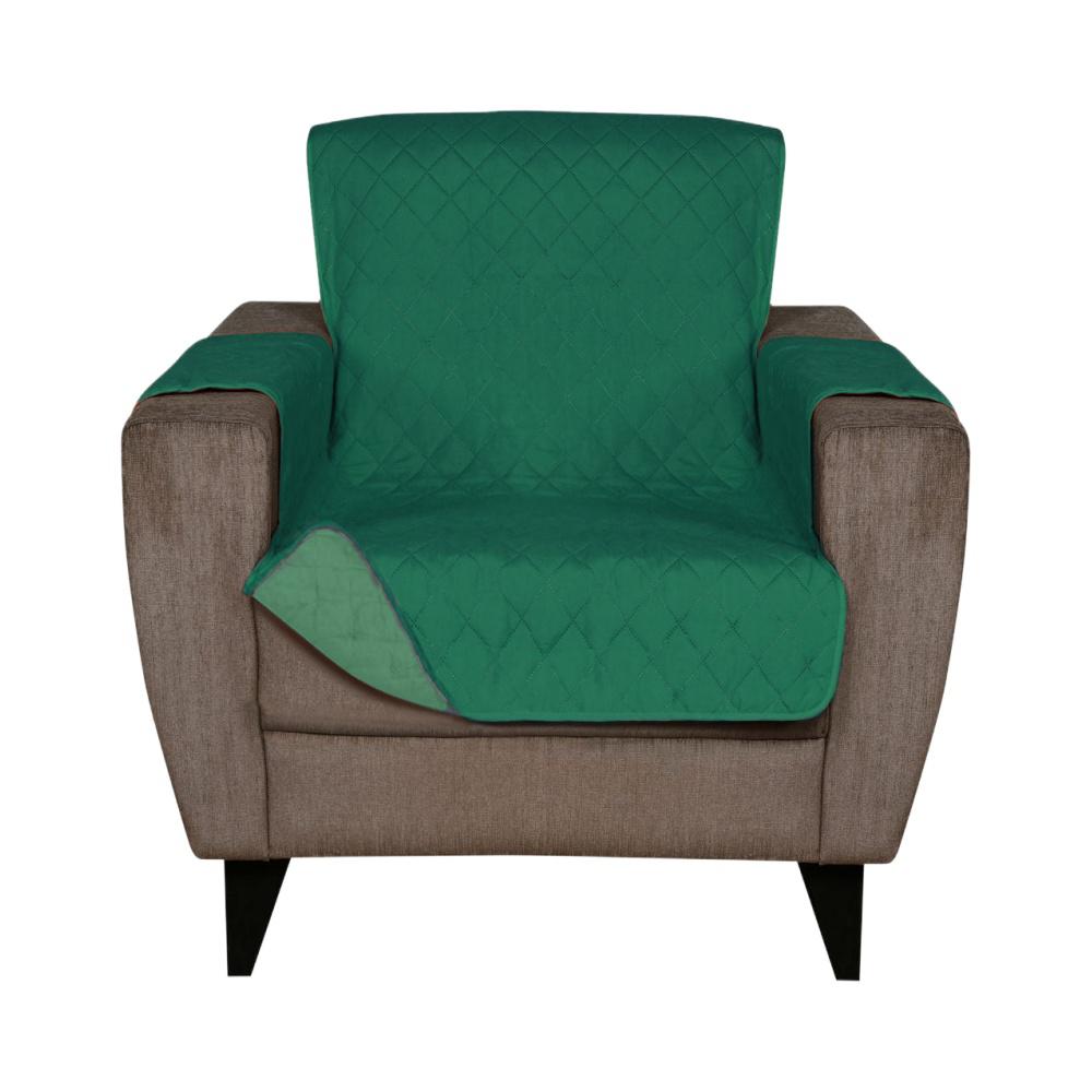 1 Seater Reversible Sofa Cover 179 cm x 165 cm (Emerald & Light Green)