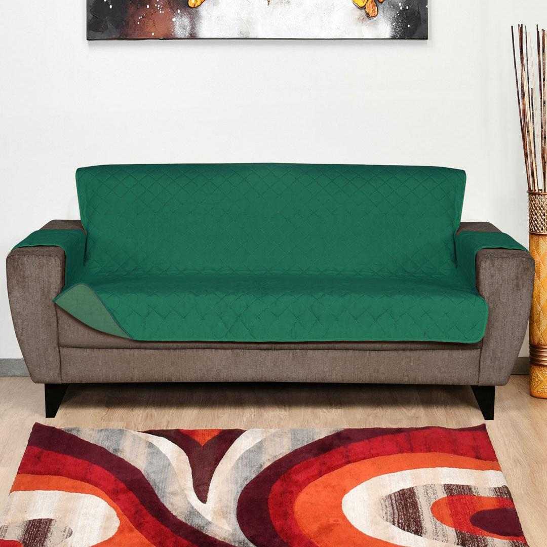 3 Seater Reversible Sofa Cover 179 cm x 279 cm (Emerald & Light Green)