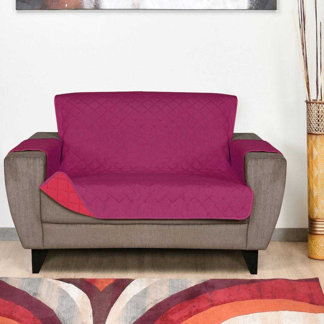 2 Seater Reversible Sofa Cover 179 cm x 223 cm (Lavender & Fushcia)