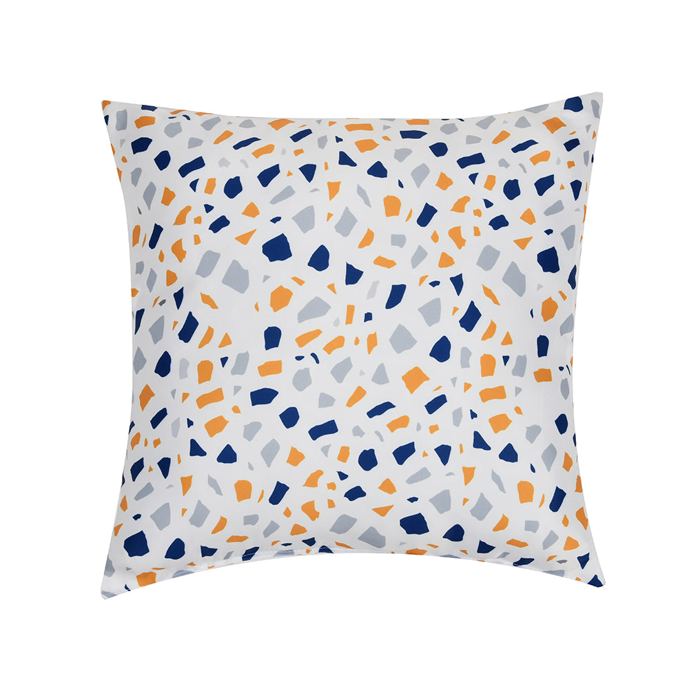 Ariel Metro Retro Satin Fabric 16' x 16' Filled Cushion (Yellow & Navy Blue)