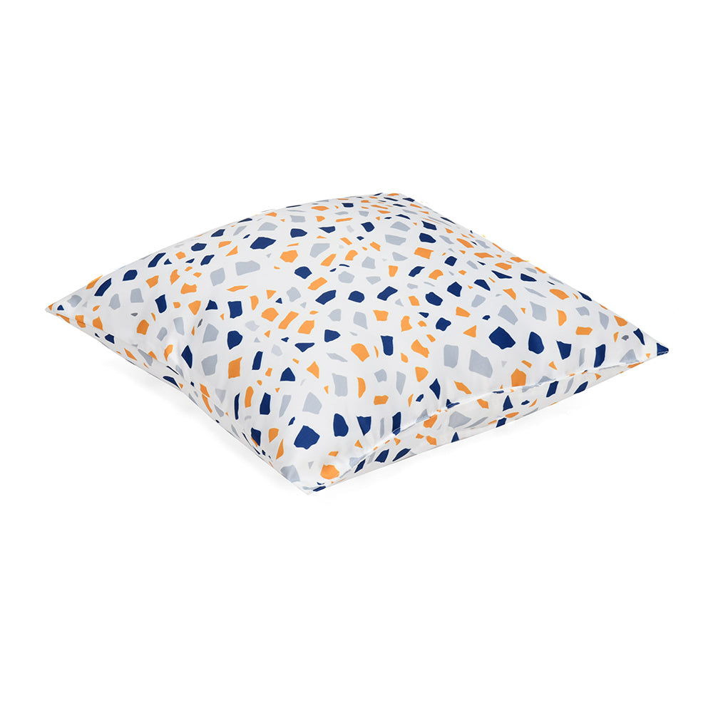 Ariel Metro Retro Satin Fabric 16' x 16' Filled Cushion (Yellow & Navy Blue)