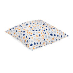 Ariel Metro Retro Satin Fabric 16' x 16' Filled Cushion (Yellow & Navy Blue)