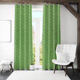 Veera Jacquard Floral 9 Ft Polyester Long Door Curtains Set of 2 (Green)