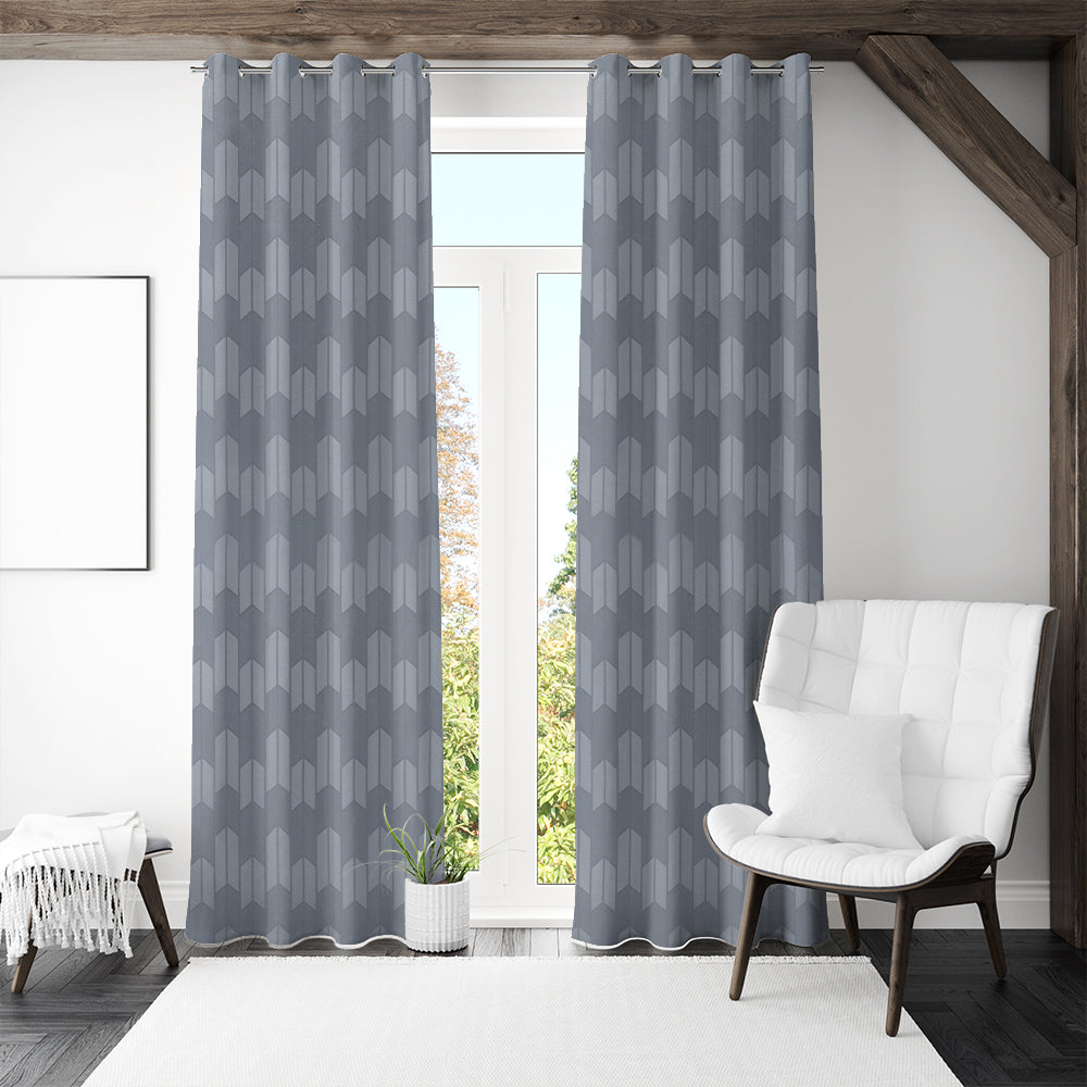 Veera Jacquard Abstract 7 Ft Polyester Door Curtains Set of 2 (Grey)