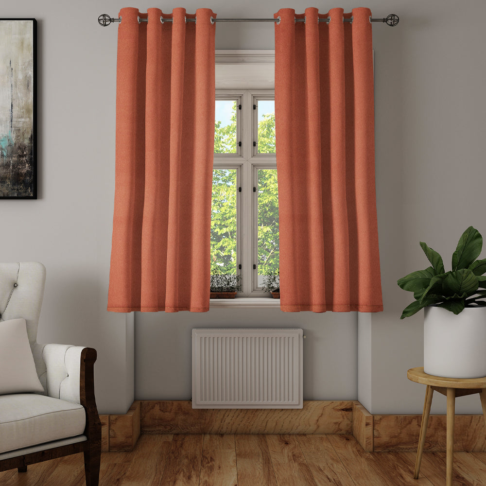 Visto Solid Blackout 5 Ft Polyester Window Curtains Set of 2 (Rust)