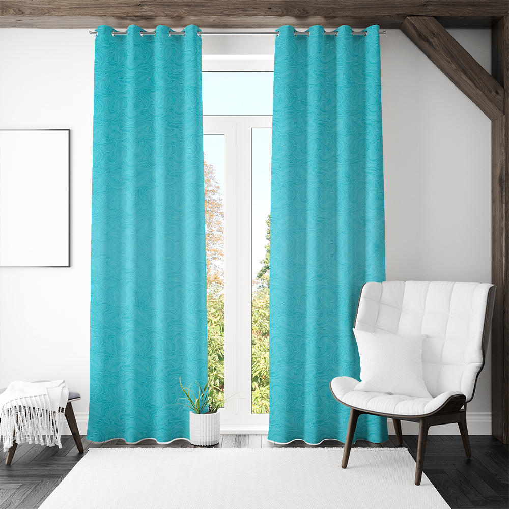 Veera Jacquard Abstract 7 Ft Polyester Door Curtains Set of 2 (Seagreen)