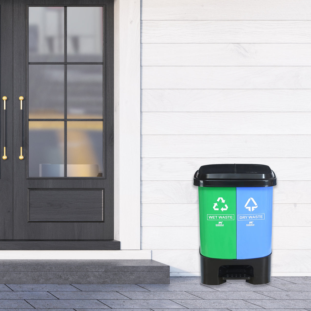 Twin Dustbin 10 Liter Each Blue & Green