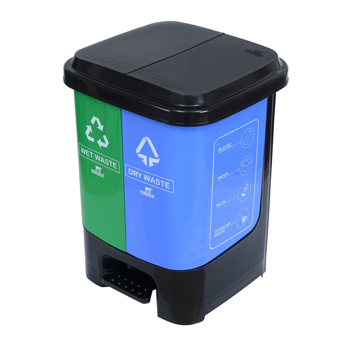 Twin Dustbin 10 Liter Each Blue & Green