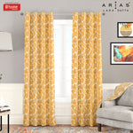 Arias by Lara Dutta Luxuria Jacquard Leaf 7 Ft Polyester Door Curtain Set of 2 (Mustard)