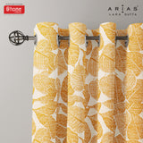 Arias by Lara Dutta Luxuria Jacquard Leaf 7 Ft Polyester Door Curtain Set of 2 (Mustard)