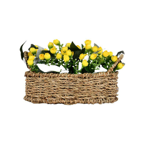 Rose Buds Basket Potted Plant (Yellow)